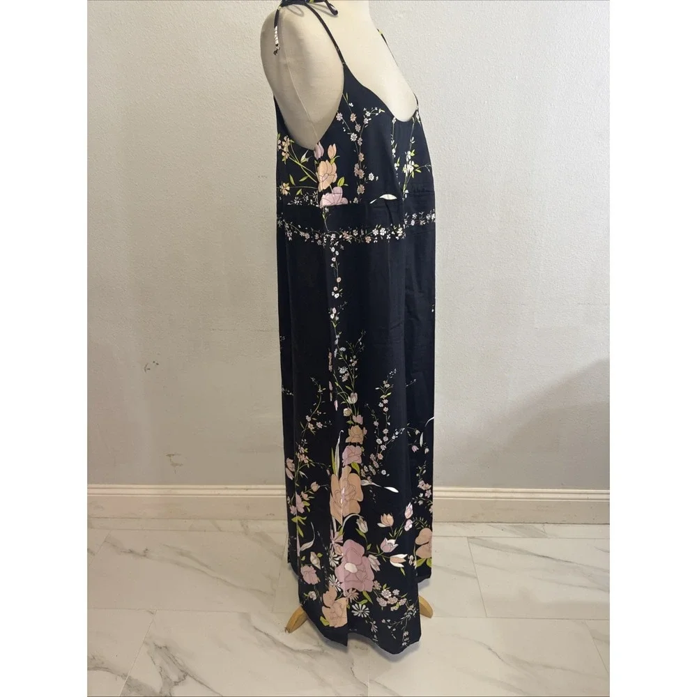 Vtg‎ Dutchess Individually Yours Maxi Dress M Black Floral Babydoll Cottagecore - Picture 5 of 14